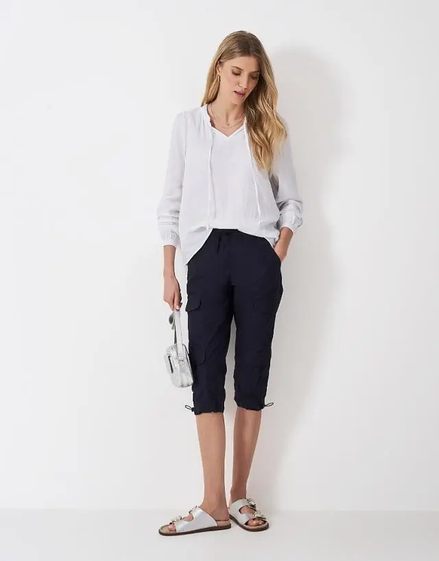 Crew Clothing Wentworth Cargo Cropped Trousers in Navy
