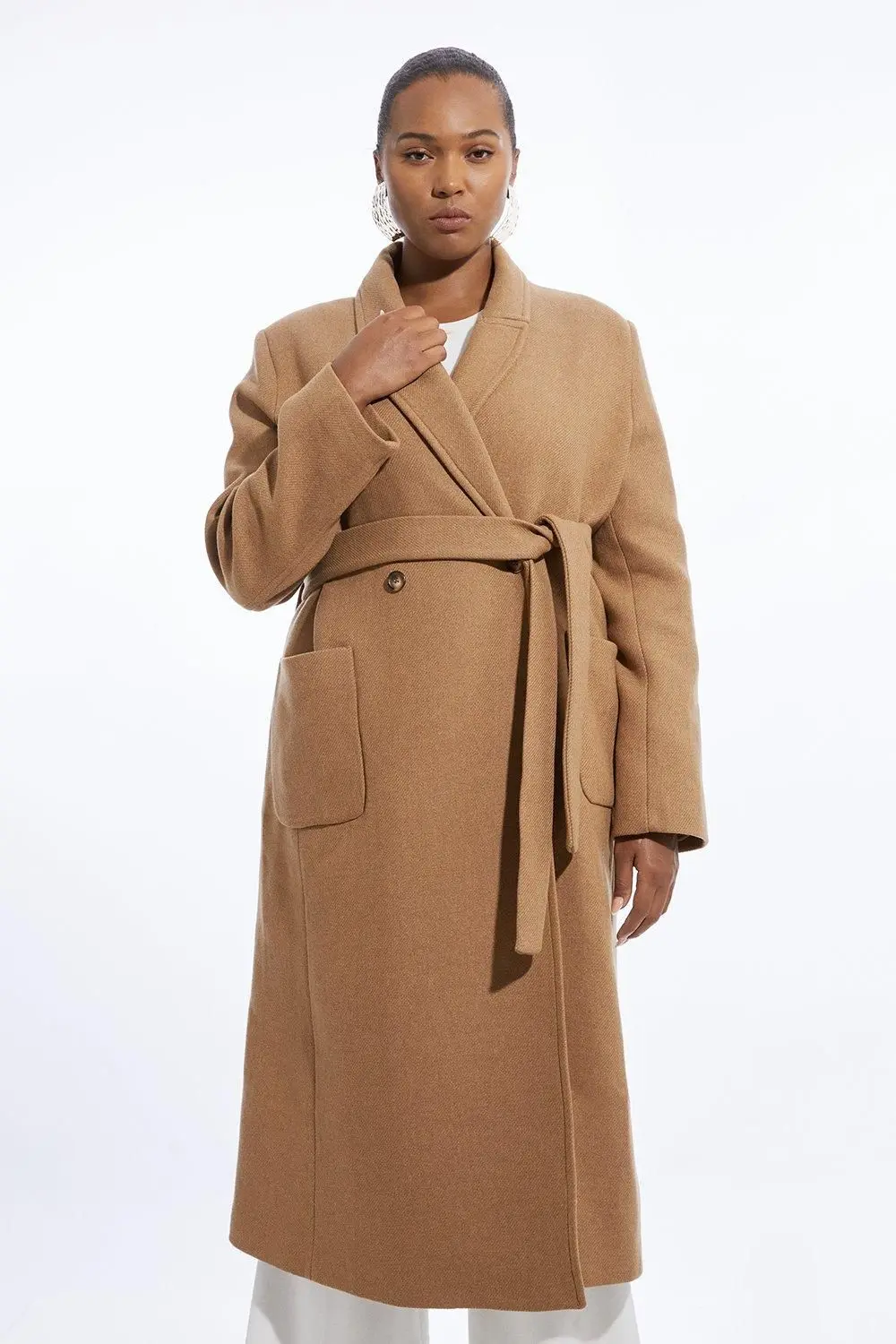 Plus Size Wool Camel Coat Pockets For Women Plus Size Italian Manteco Wool Blend Wrap
