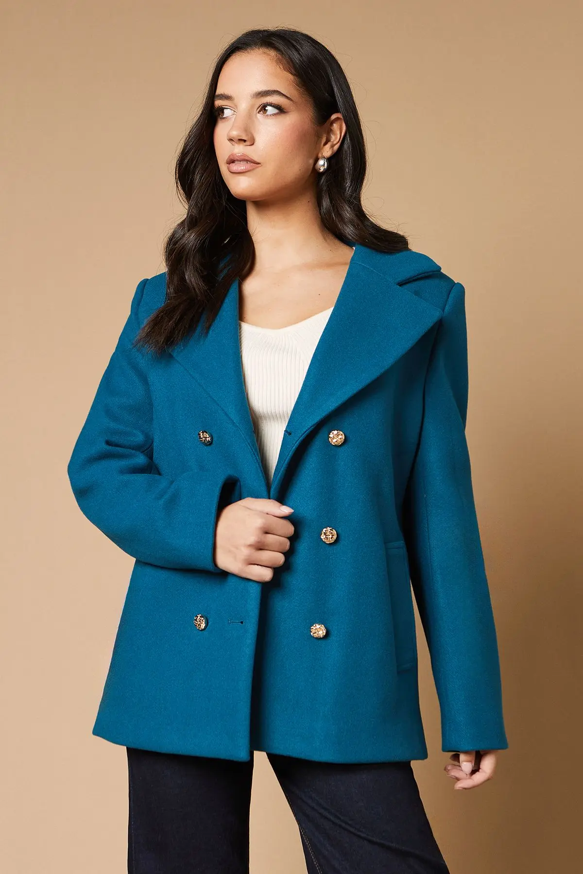 Women's double breasted peacoat hotsell