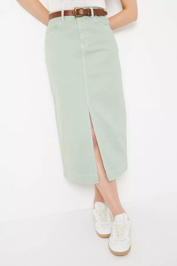 Pocket Detail Denim Midi Skirt