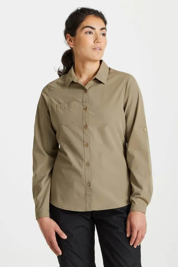 Craghoppers Women's 'Expert Kiwi' Long Sleeved Shirt in Beige | Size: 10