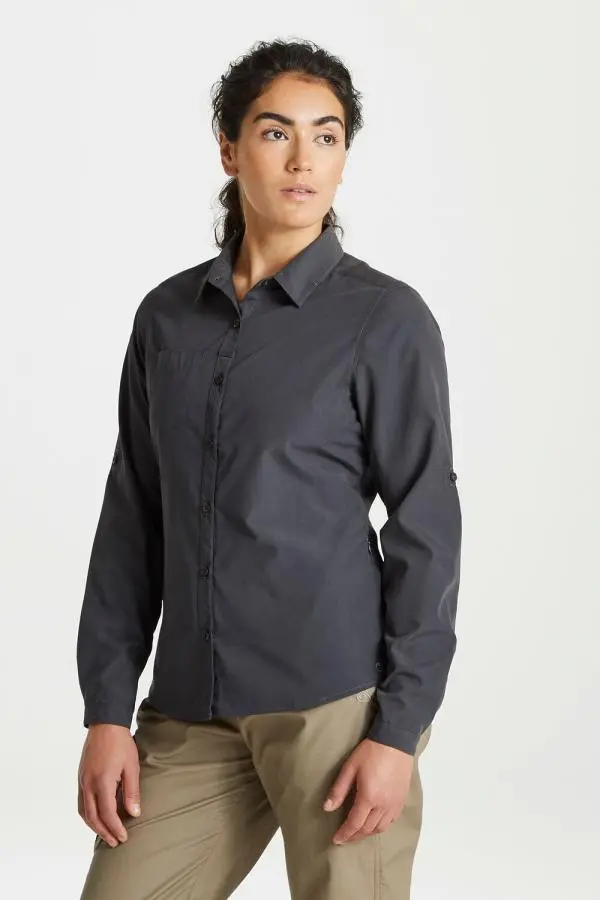 Craghoppers Women's 'Expert Kiwi' Long Sleeved Shirt in Grey | Size: 12