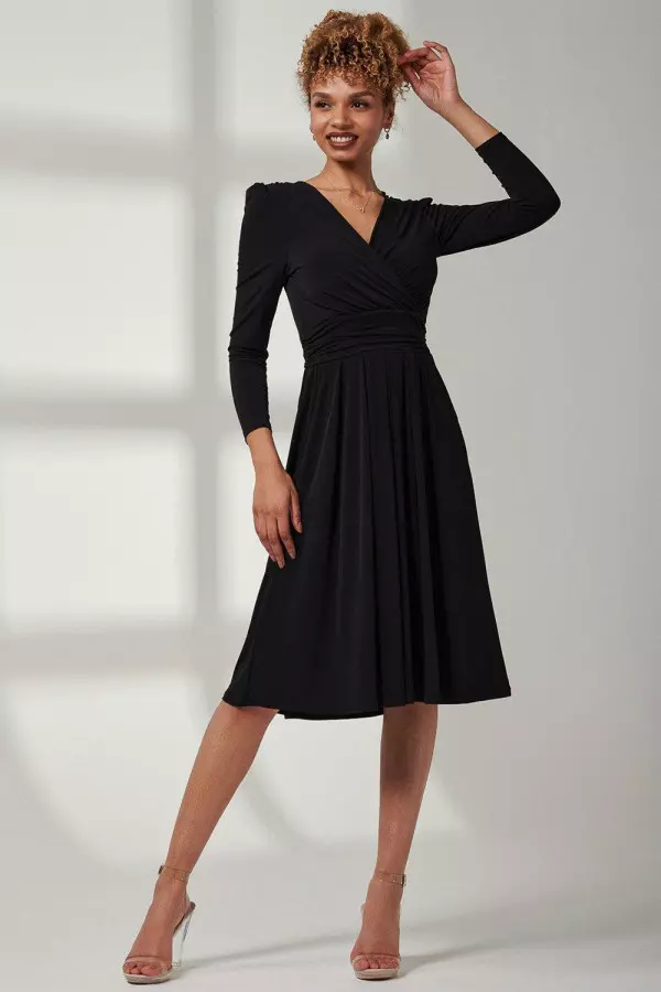 Plain Long Sleeve Jersey Midi Dress