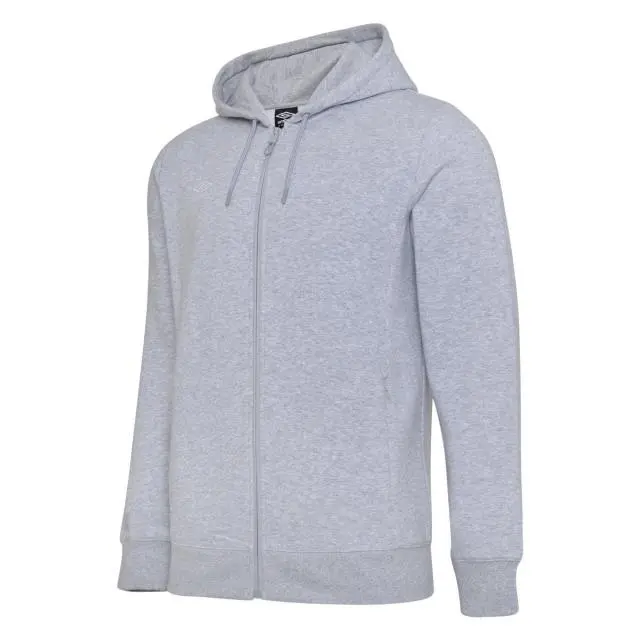 Umbro Club Leisure Full Zip Drawstring Hoodie in Pale Grey 