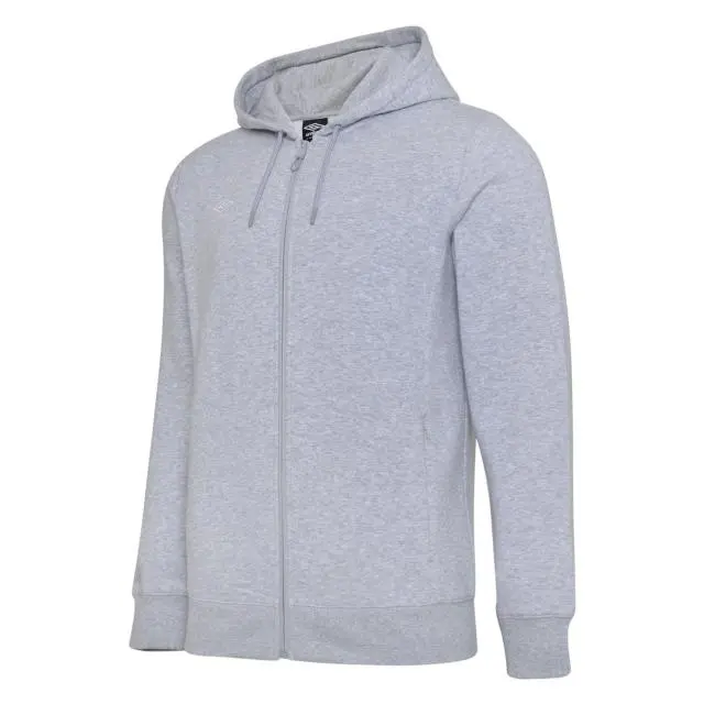 Umbro Club Leisure Full Zip Drawstring Hoodie in Pale Grey 