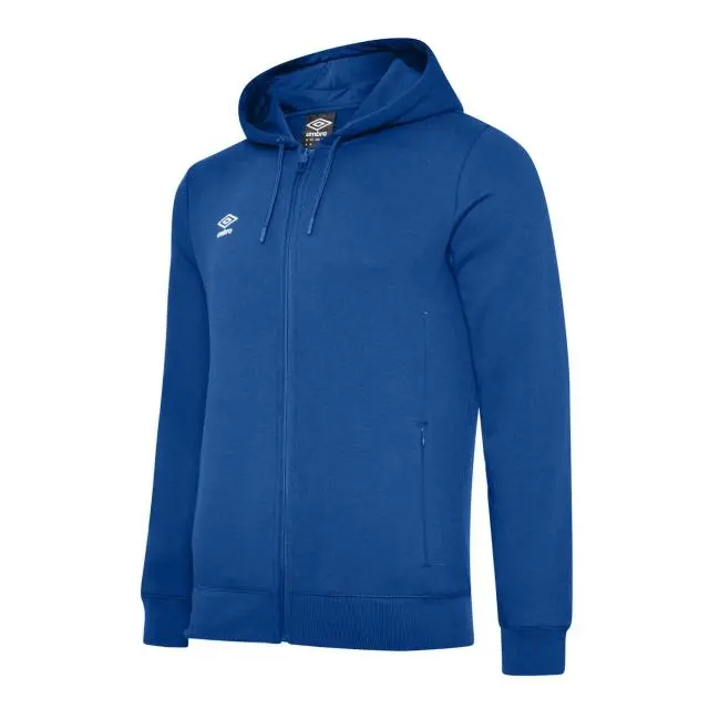 Umbro Club Leisure Full Zip Drawstring Hoodie in Mid Blue 