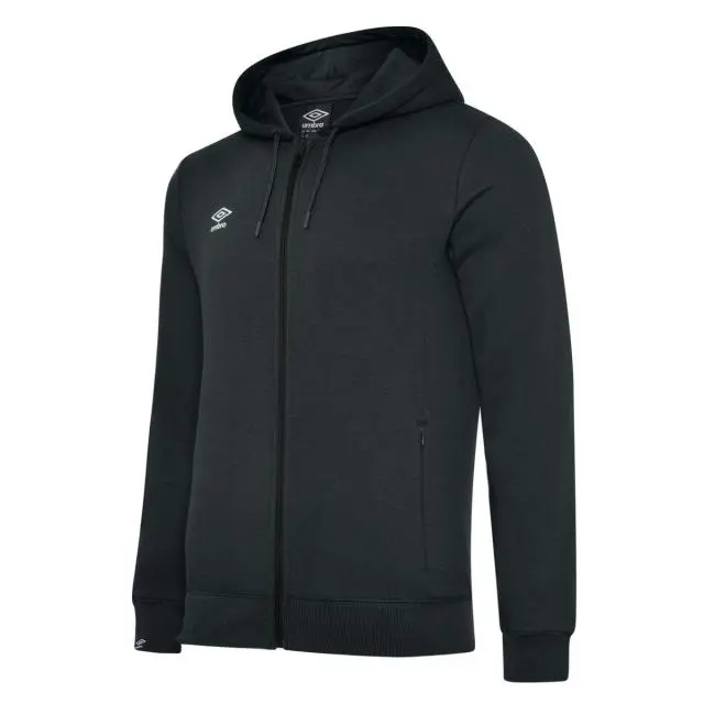 Umbro Club Leisure Full Zip Drawstring Hoodie in Black 