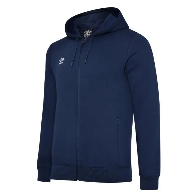 Umbro Club Leisure Full Zip Drawstring Hoodie in Navy 