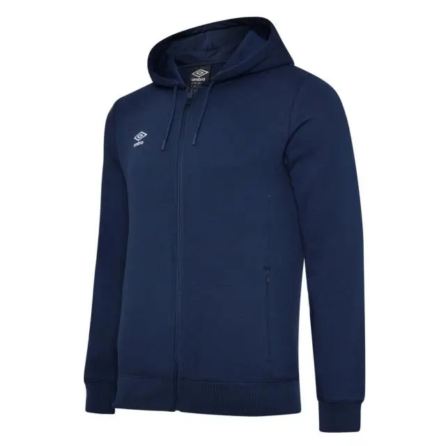 Umbro Club Leisure Full Zip Drawstring Hoodie in Navy 