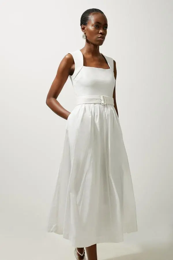 Scoop Neck Jersey Cotton Mix Maxi Dress