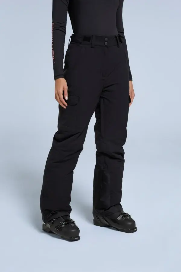 Animal Women's 'Glaze' Insulated Snow Pants Warm Adjustable Waist Warm Winter Trouser in Jet Black 