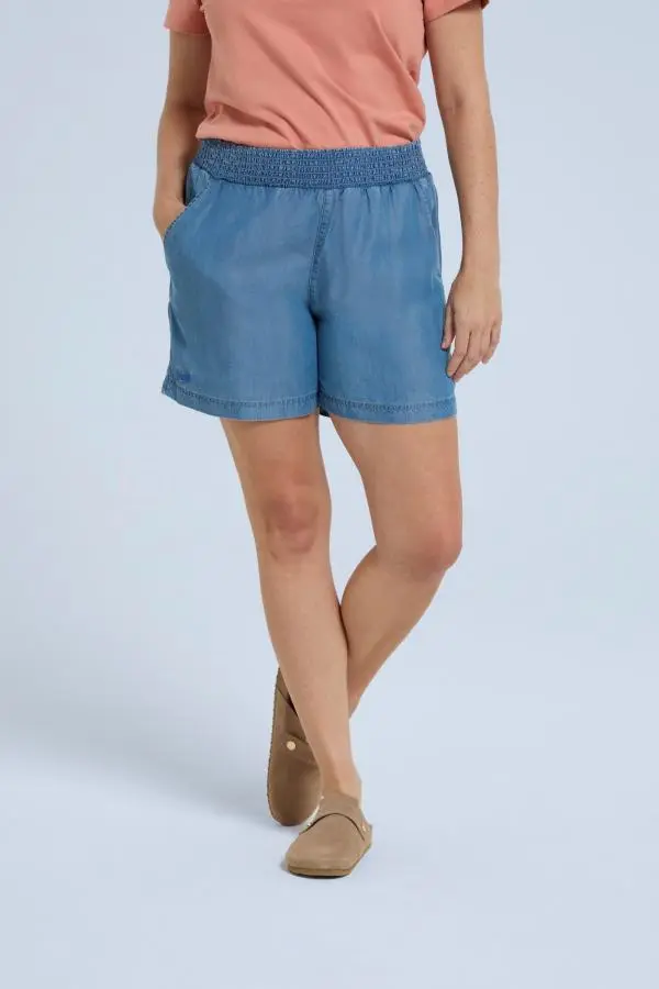 Animal Women's 'Carmen' Summer Comfortable Tencel Beach Shorts in Pale Blue 