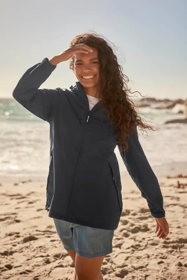 Animal Women's 'Pace' Packable Breathable Comfy Waterproof Jacket in Navy 