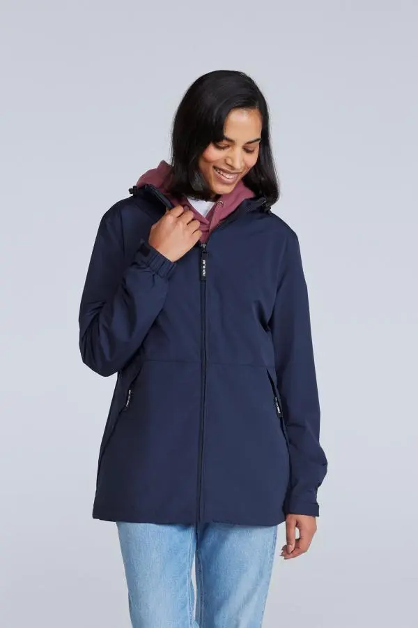 Animal Women's 'Pace' Packable Breathable Comfy Waterproof Jacket in Navy 
