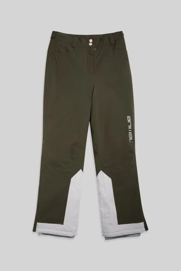 Animal Girl's 'Nordic' Waterproof Breathable Snow Pant Warm Adjustable Waist Trouser in Khaki 