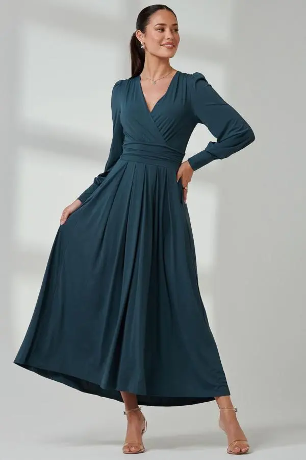 Long Sleeve Soft Silky Jersey Maxi Dress