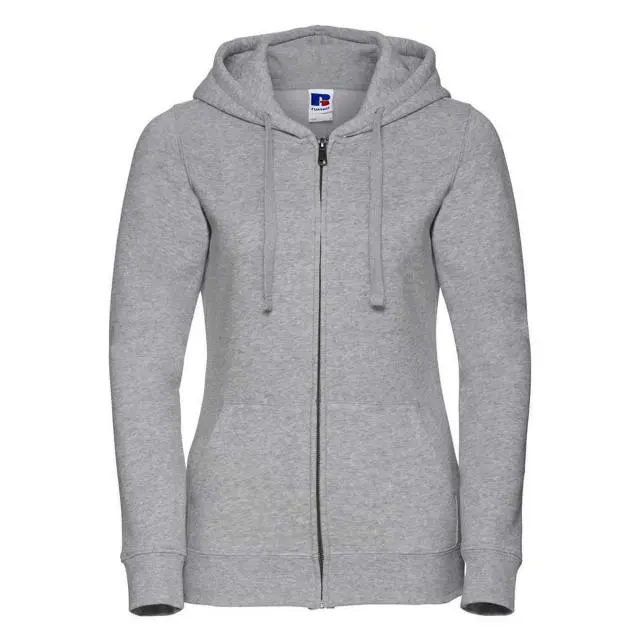 Russell Women's Authentic Full Zip Hoodie in Mid Grey | Size: Medium
