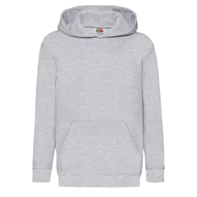 Fruit of the Loom Classic Heather Hooded Sweatshirt in Grey | Size: 12-13 Years