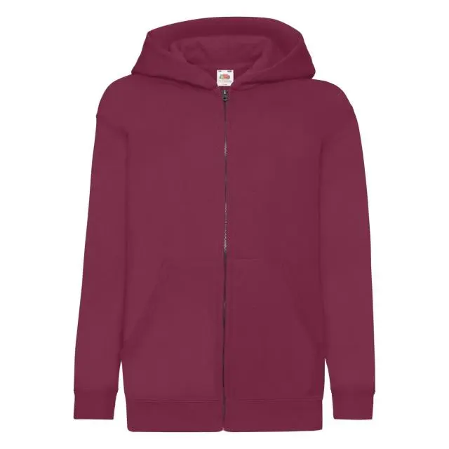 Fruit of the Loom Hooded Sweatshirt Jacket in Burgundy | Size: 9-10 Years