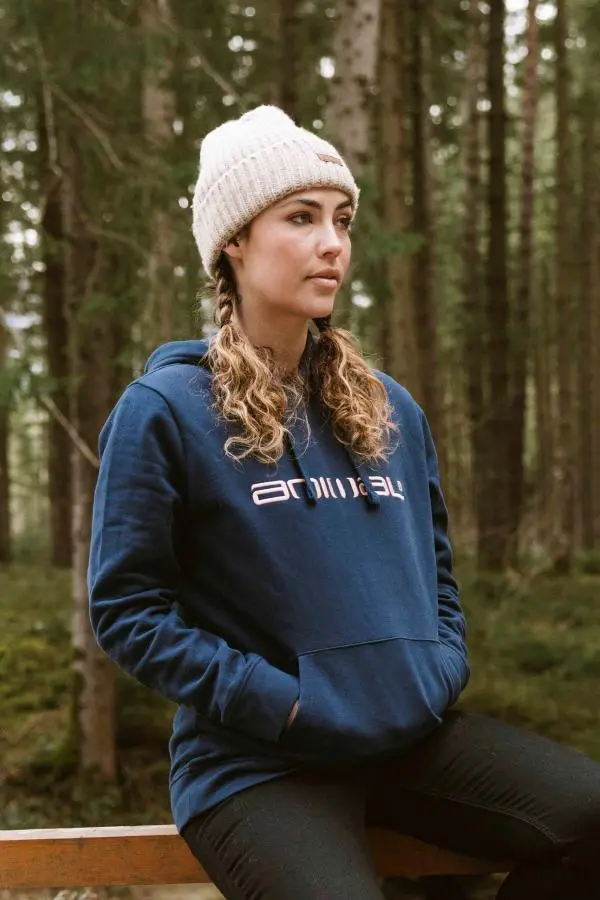Animal Women's Maya Hoodie Sweatshirt Gym Training Cotton Pullover in Navy 