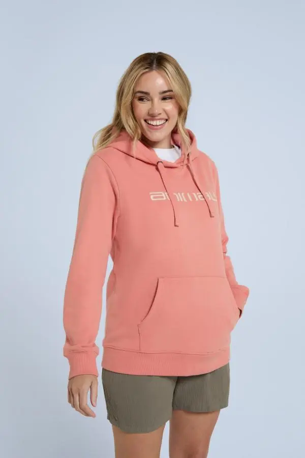 Animal Women's Maya Hoodie Sweatshirt Gym Training Cotton Pullover in Coral 