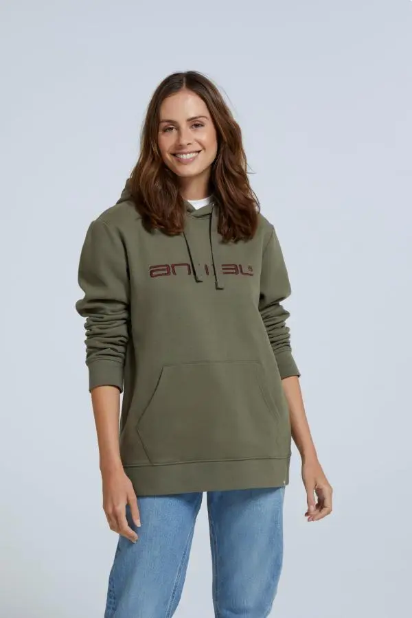 Animal Women's Maya Hoodie Sweatshirt Gym Training Cotton Pullover in Dark Green | Size: 6