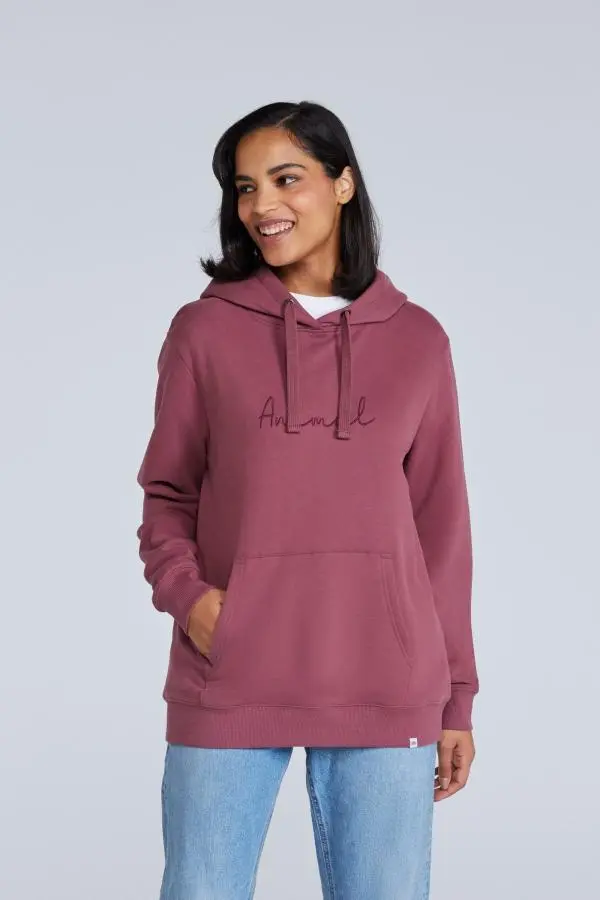 Animal Women's Maya Hoodie Sweatshirt Gym Training Cotton Pullover in Burgundy 