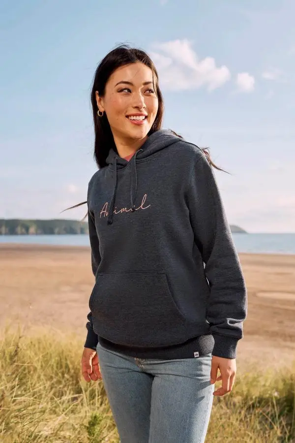 Animal Women's Maya Hoodie Sweatshirt Gym Training Cotton Pullover in Dark Blue 