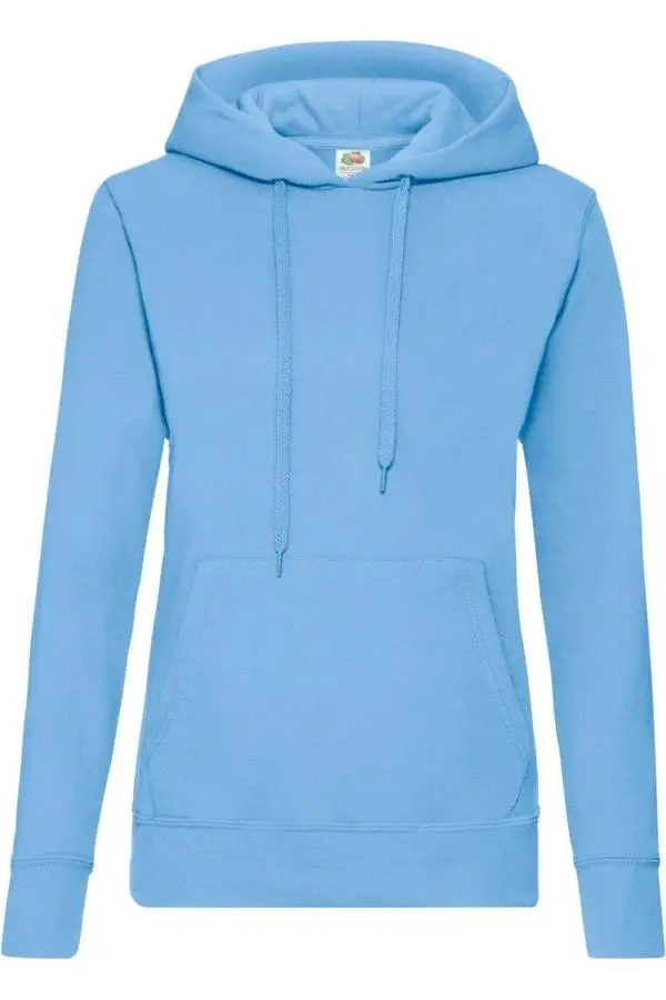 Fruit of the Loom Women's Lady Fit Hooded Sweatshirt Hoodie in Blue | Size: XS