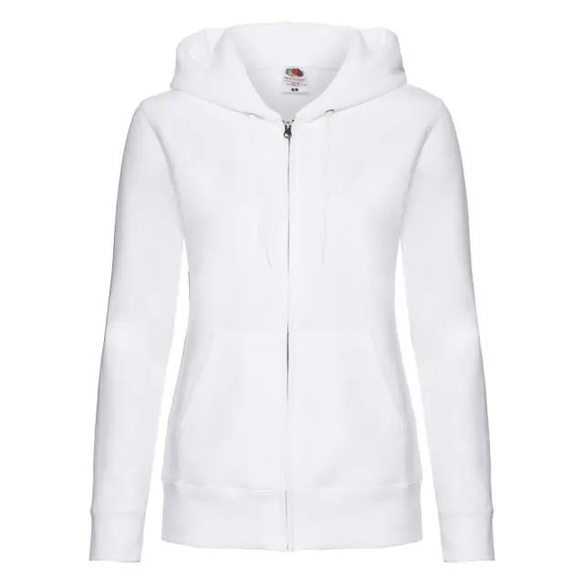 Fruit of the Loom Women's Lady Fit Hoodie in White 