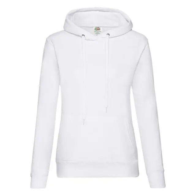 Fruit of the Loom Women's Classic Hooded Lady Fit Sweatshirt in White 