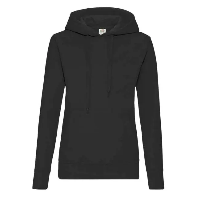 Fruit of the Loom Women's Classic Lady Fit Hooded Sweatshirt in Black 