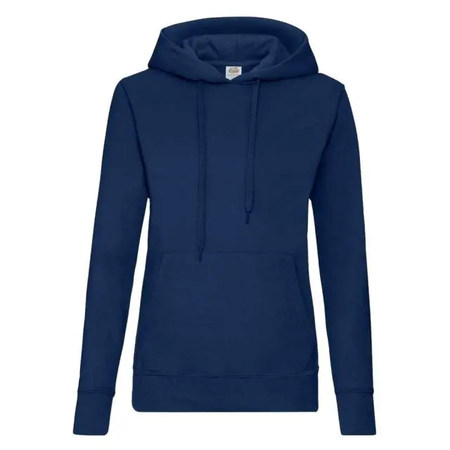 Fruit of the Loom Women's Classic Lady Fit Hooded Sweatshirt in Navy 