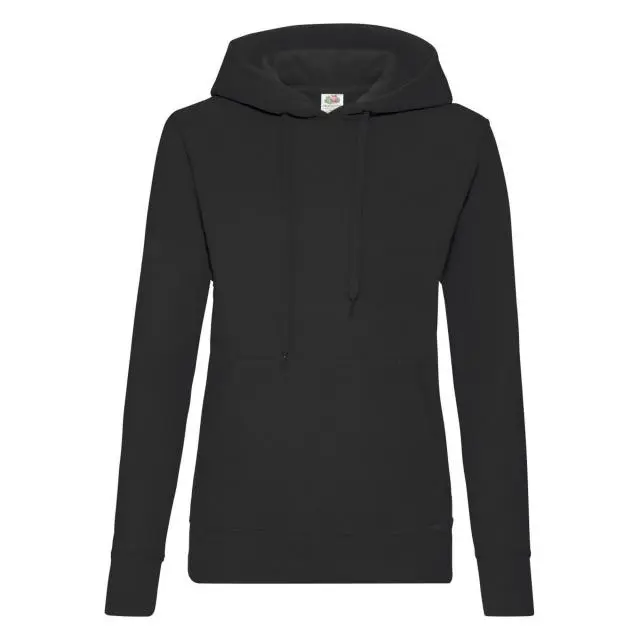 Fruit of the Loom Women's Lady Fit Hooded Sweatshirt Hoodie in Black 
