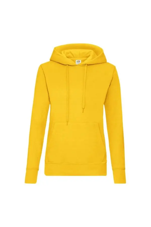 Fruit of the Loom Women's Lady Fit Hooded Sweatshirt Hoodie in Yellow | Size: Small