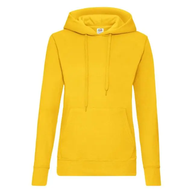 Fruit of the Loom Women's Lady Fit Hooded Sweatshirt Hoodie in Yellow 