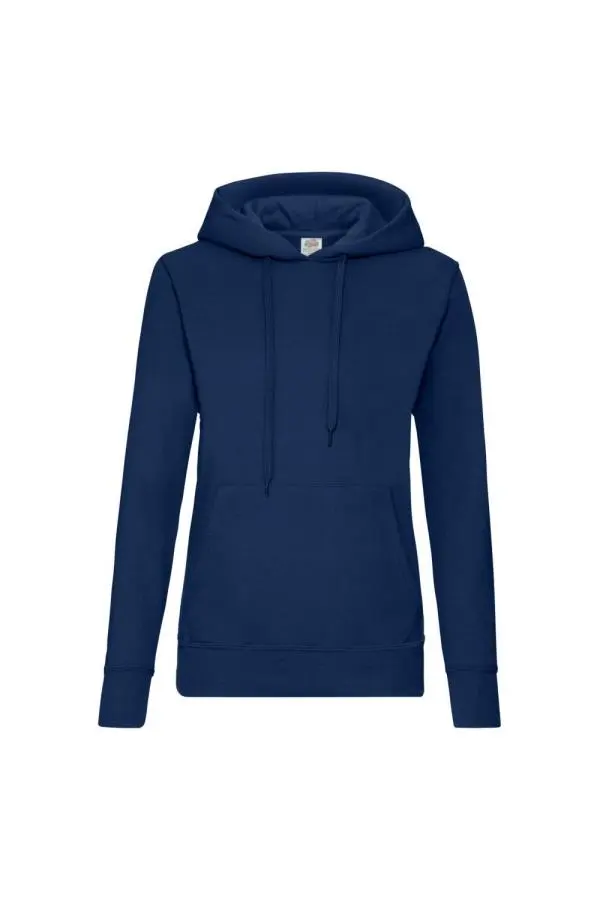 Fruit of the Loom Women's Lady Fit Hooded Sweatshirt Hoodie in Navy | Size: XS