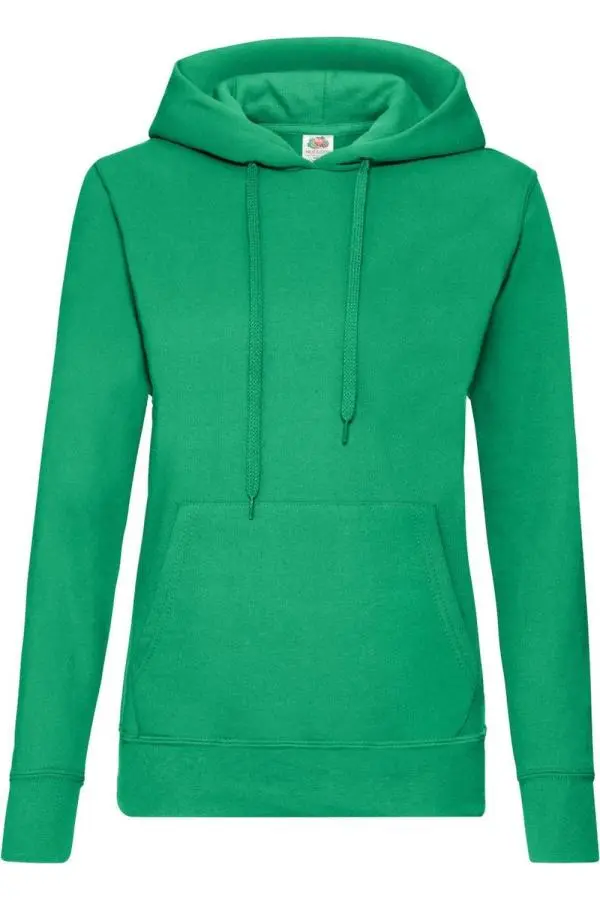 Fruit of the Loom Women's Lady Fit Hooded Sweatshirt Hoodie in Green | Size: XS