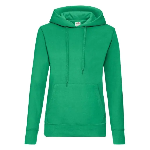 Fruit of the Loom Women's Lady Fit Hooded Sweatshirt Hoodie in Green 