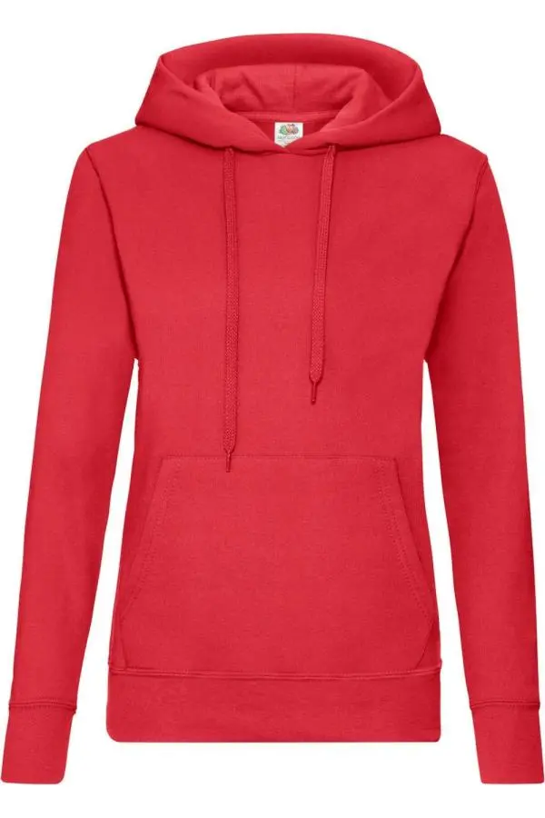Fruit of the Loom Women's Lady Fit Hooded Sweatshirt Hoodie in Red | Size: XS