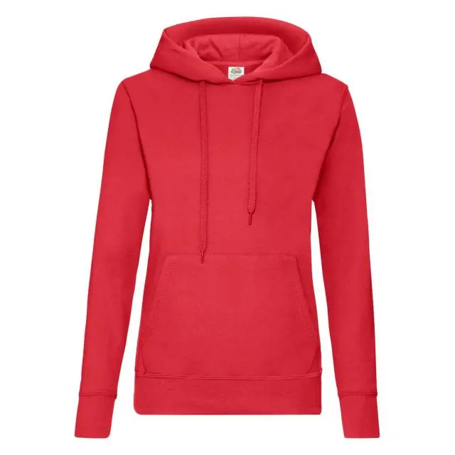 Fruit of the Loom Women's Lady Fit Hooded Sweatshirt Hoodie in Red 