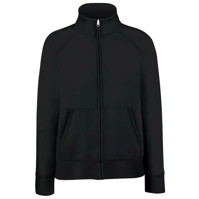 Fruit of the Loom Women's Lady-Fit Fleece Sweatshirt Jacket in Black | Size: XL