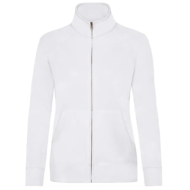Fruit of the Loom Women's Lady-Fit Fleece Sweatshirt Jacket in White 