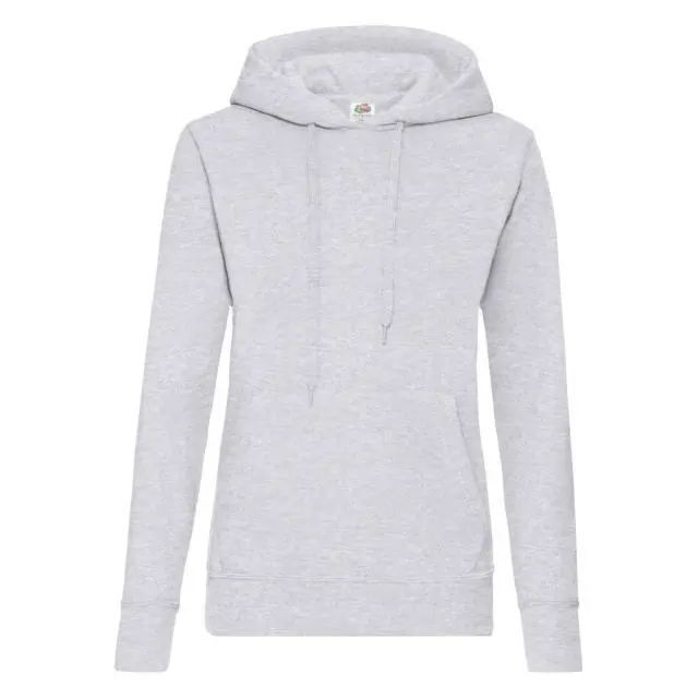 Fruit of the Loom Women's Lady Fit Hooded Sweatshirt Hoodie in Grey 