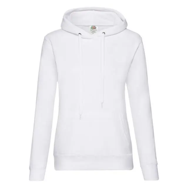 Fruit of the Loom Women's Lady Fit Hooded Sweatshirt Hoodie in White 