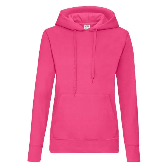 Fruit of the Loom Women's Lady Fit Hooded Sweatshirt Hoodie in Fuchsia 