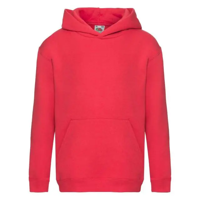 Fruit of the Loom Premium 70 30 Hooded Sweatshirt Hoodie in Red | Size: 7-8 Years