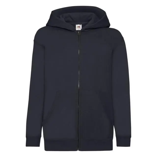 Fruit of the Loom Hooded Sweatshirt Jacket in Mid Navy | Size: 9-10 Years