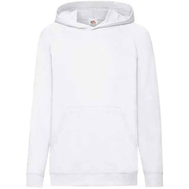 Fruit of the Loom Lightweight Hooded Sweatshirt Hoodie in White 