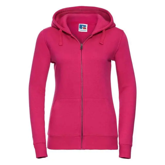 Russell Women's Authentic Full Zip Hoodie in Fuchsia 